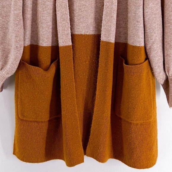 MADEWELL Edgewater Bubble-Sleeve Cardigan Sweater Pink Orange Colorblock Alpaca - Picture 6 of 10